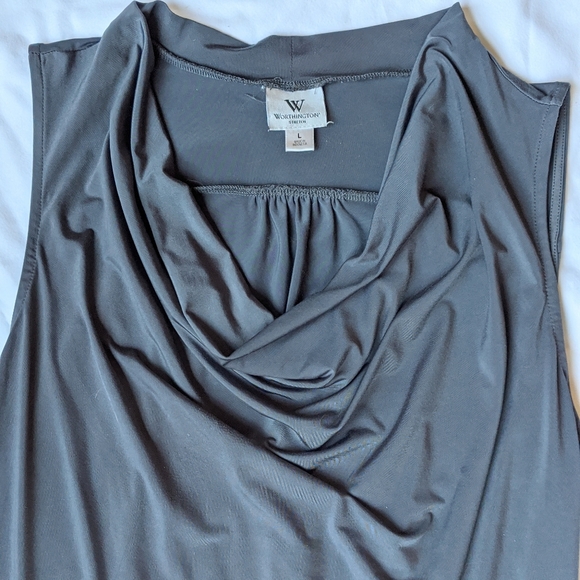 Slinky gray drape-front top - Picture 3 of 6